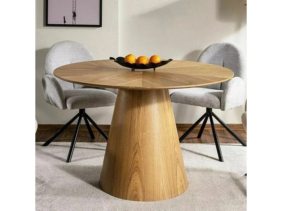 Mesa de comedor Lindsay redonda de roble de 120 cm