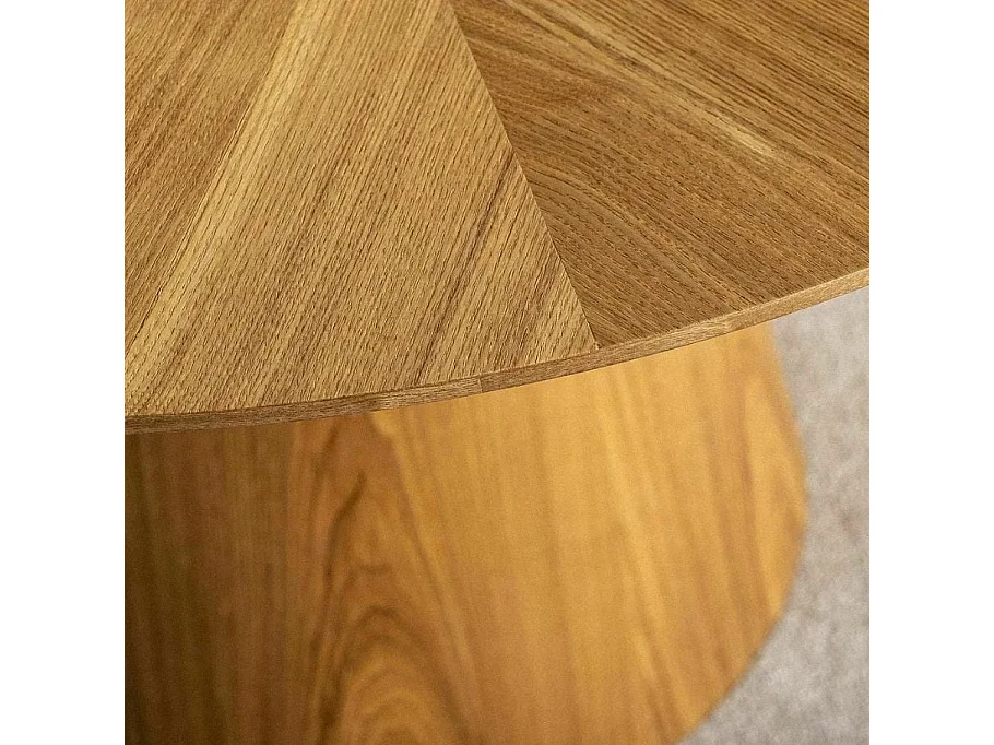 Table de salle à manger ronde 120 cm aspect chêne Lindsay