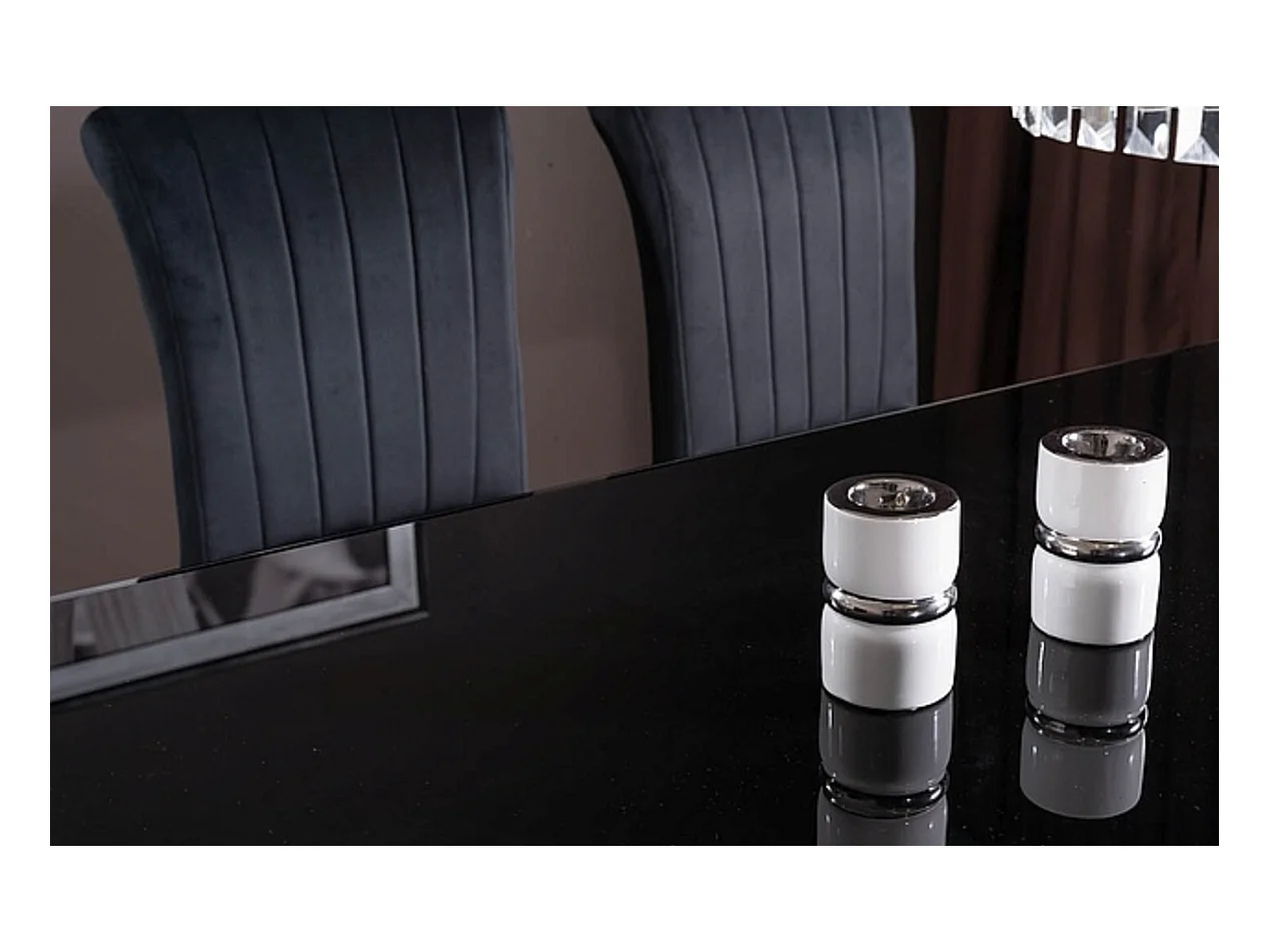 Table baroque métal et verre trempé noir 150cm Bolti