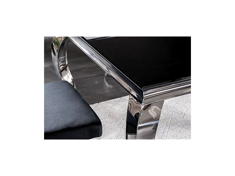 Table baroque métal et verre trempé noir 150cm Bolti