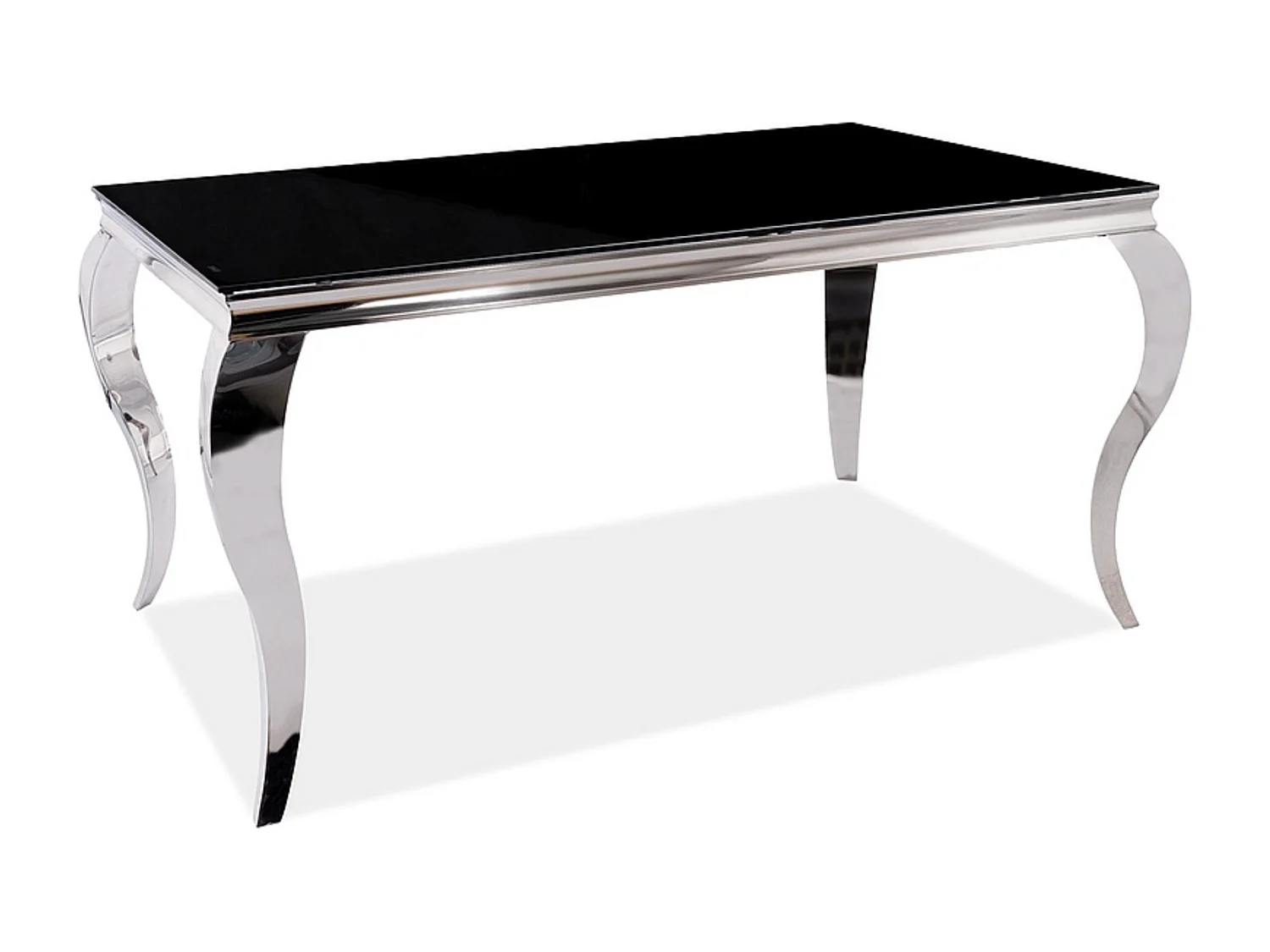 Table baroque métal et verre trempé noir 150cm Bolti