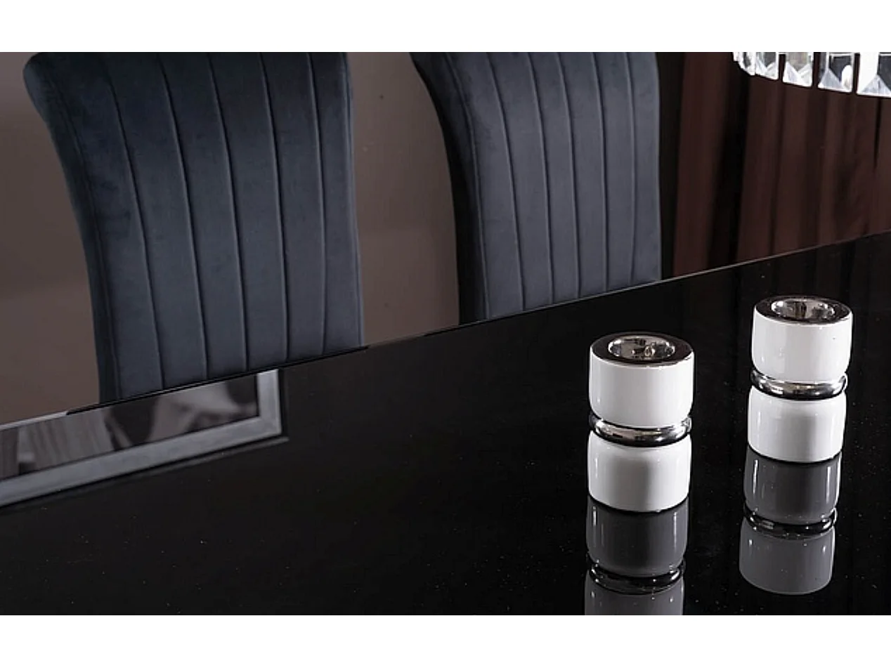 Table baroque métal et verre trempé noir 150cm Bolti