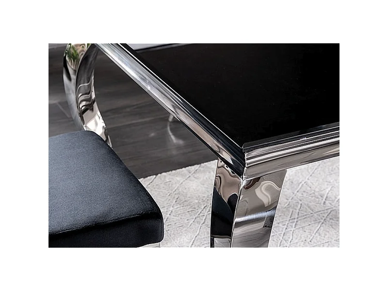 Table baroque métal et verre trempé noir 150cm Bolti