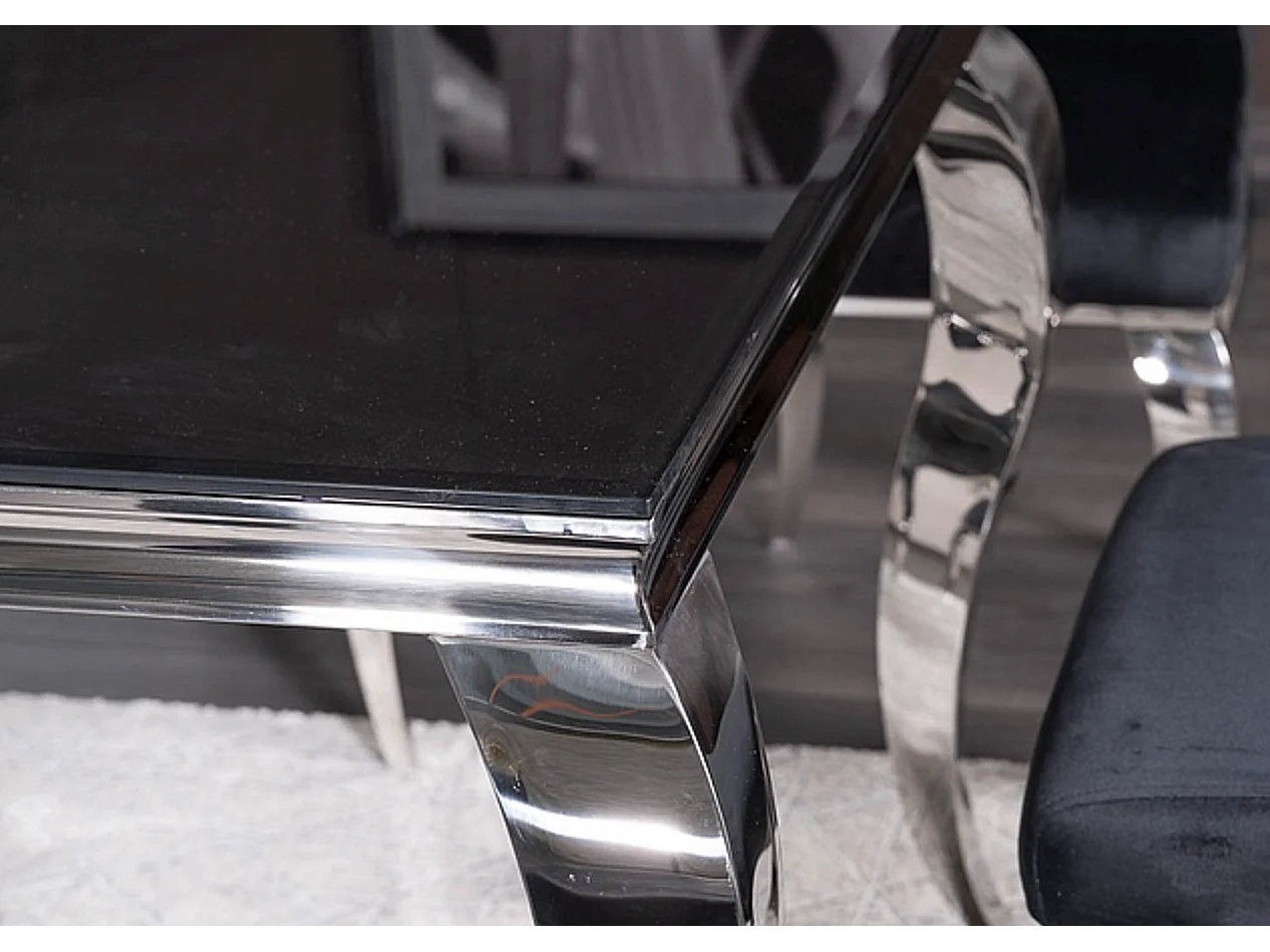 Mesa barroca de metal y cerámica negra 150cm Bolti