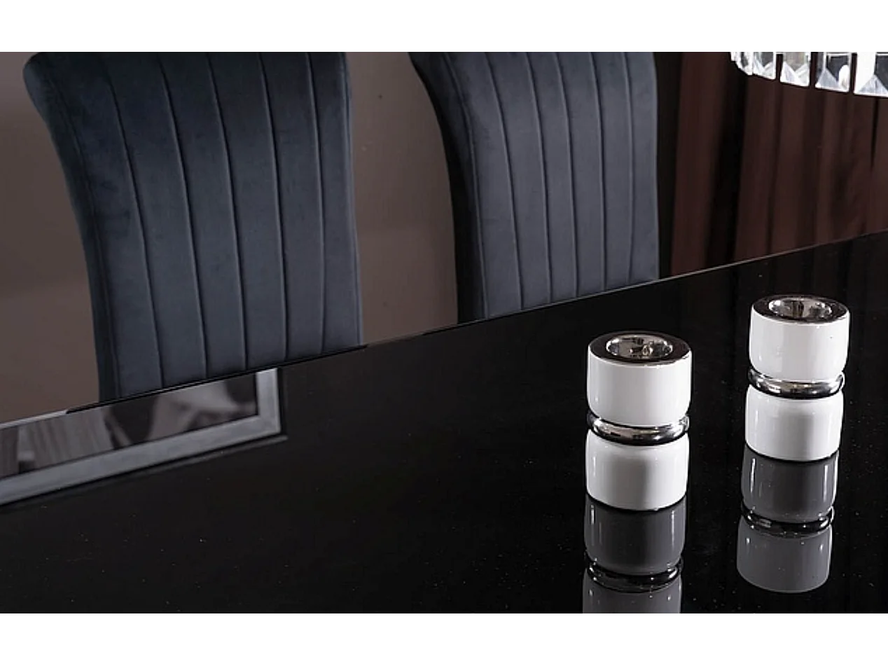 Mesa barroca de metal y cerámica negra 150cm Bolti