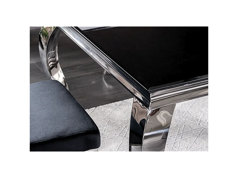 Mesa barroca de metal y cerámica negra 150cm Bolti