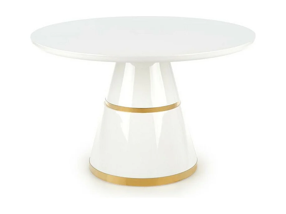 Table de salle à manger ronde blanche et métal doré DAMONA