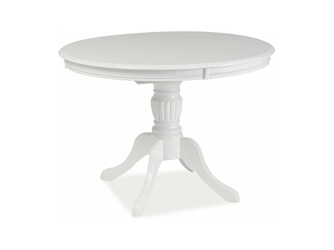 Table à manger blanche 106cm extensible blanche avec pied central Ade