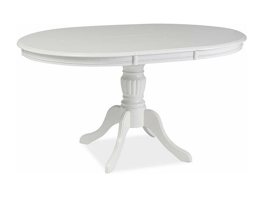 Mesa de comedor extensible blanca de 106cm con pata central Ade