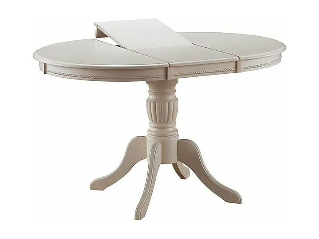 Mesa de comedor extensible blanca de 106cm con pata central Ade