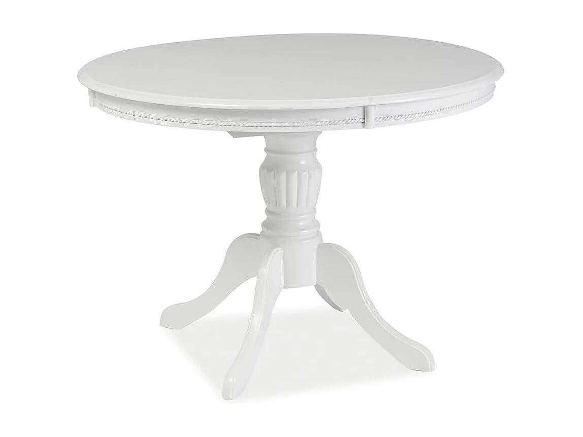 Table à manger blanche 106cm extensible blanche avec pied central Ade