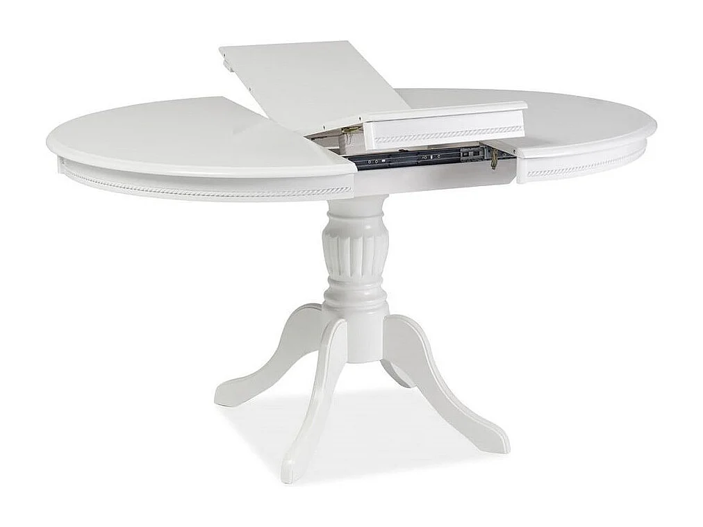 Table à manger blanche 106cm extensible blanche avec pied central Ade