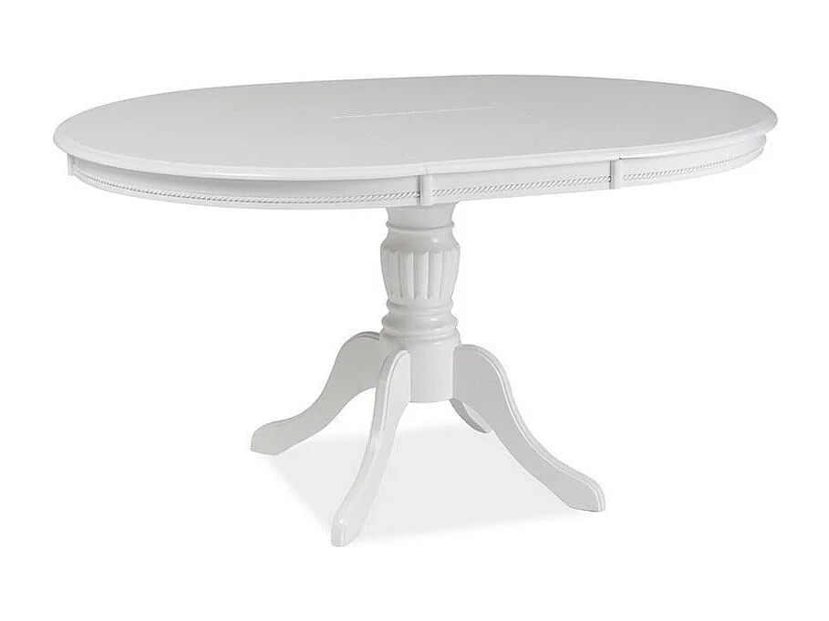 Table à manger blanche 106cm extensible blanche avec pied central Ade