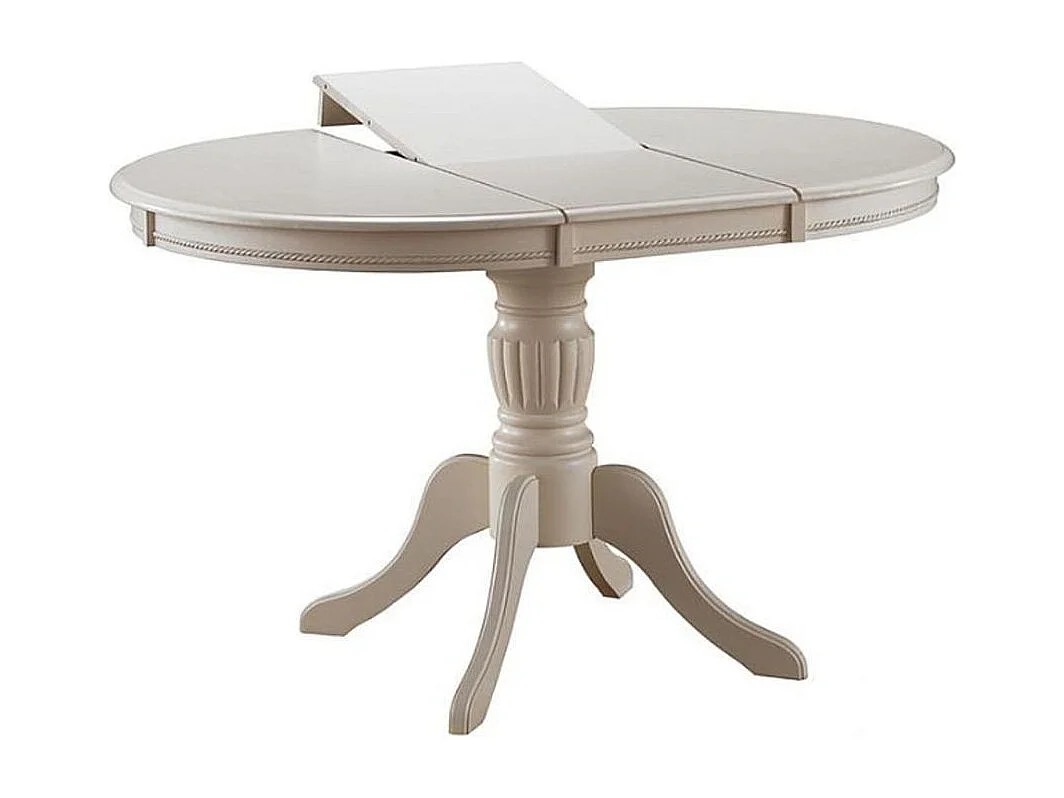 Table à manger blanche 106cm extensible blanche avec pied central Ade