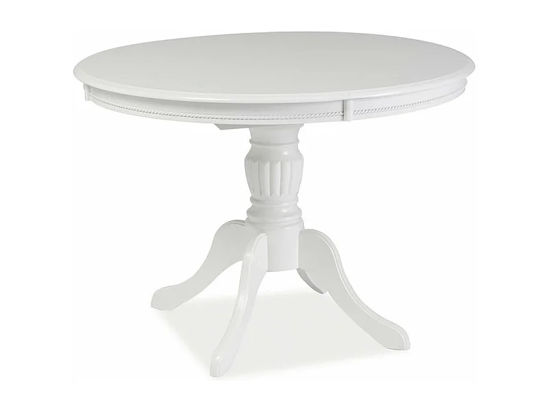Table à manger blanche 106cm extensible blanche avec pied central Ade