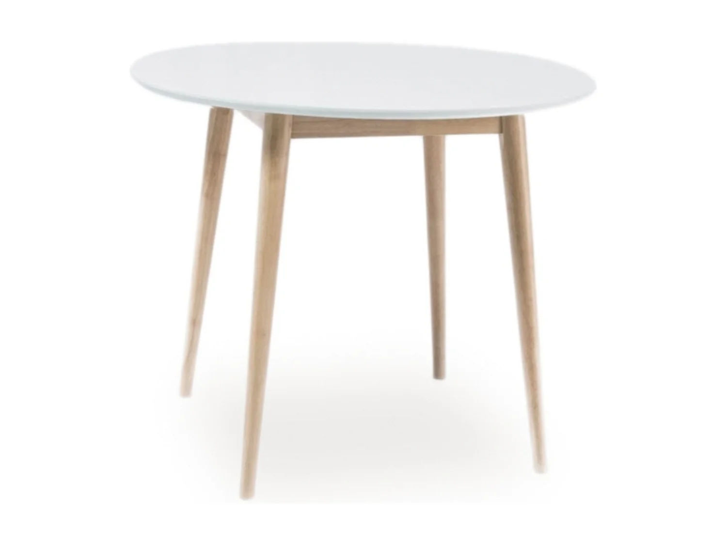 Mesa de comedor redonda blanca y madera 90cm Tello