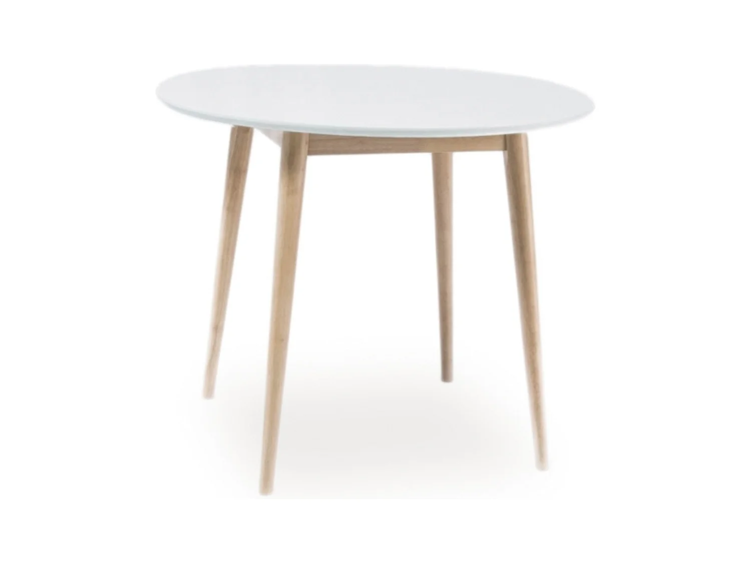 Table à manger ronde blanc & bois 90cm Tello