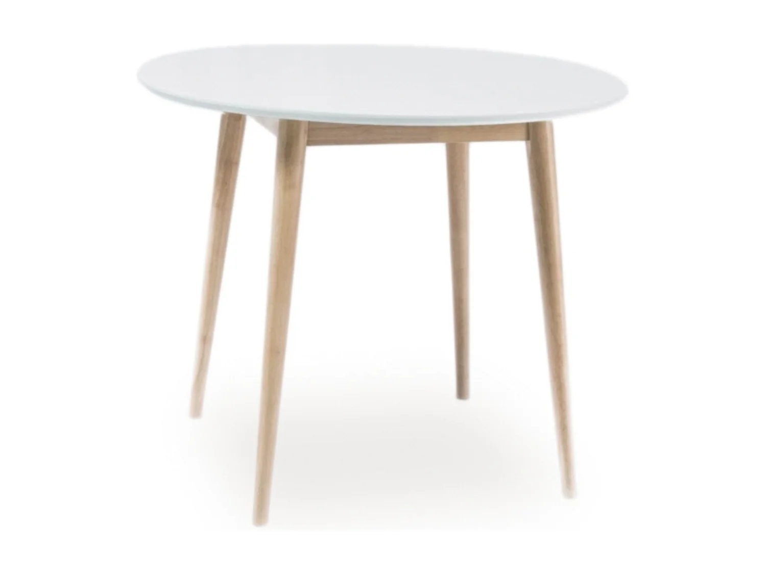 Mesa de comedor redonda blanca y madera 90cm Tello