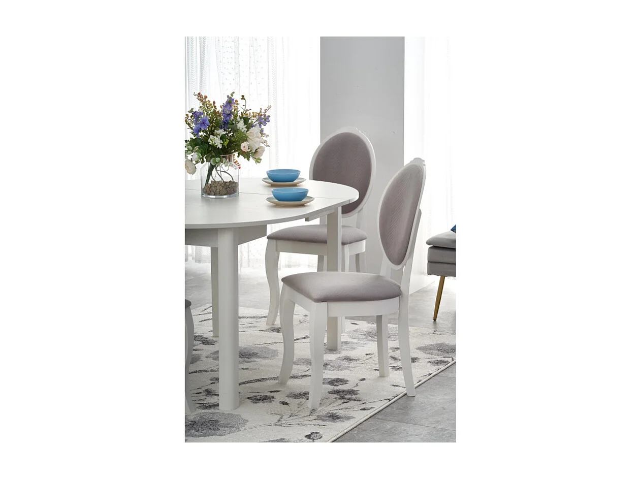 Table de salle à manger ronde blanche avec rallonge CARENE