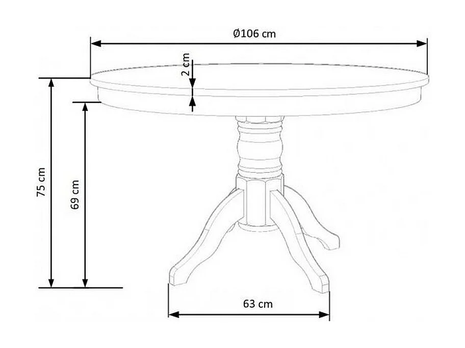 Tavolo da pranzo rotondo barocco bianco Lori 106 cm