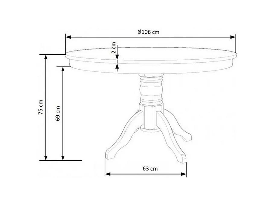Table à manger ronde baroque blanche 106 cm Lori