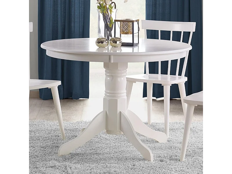 Lori blanco barroco mesa de comedor redonda 106 cm