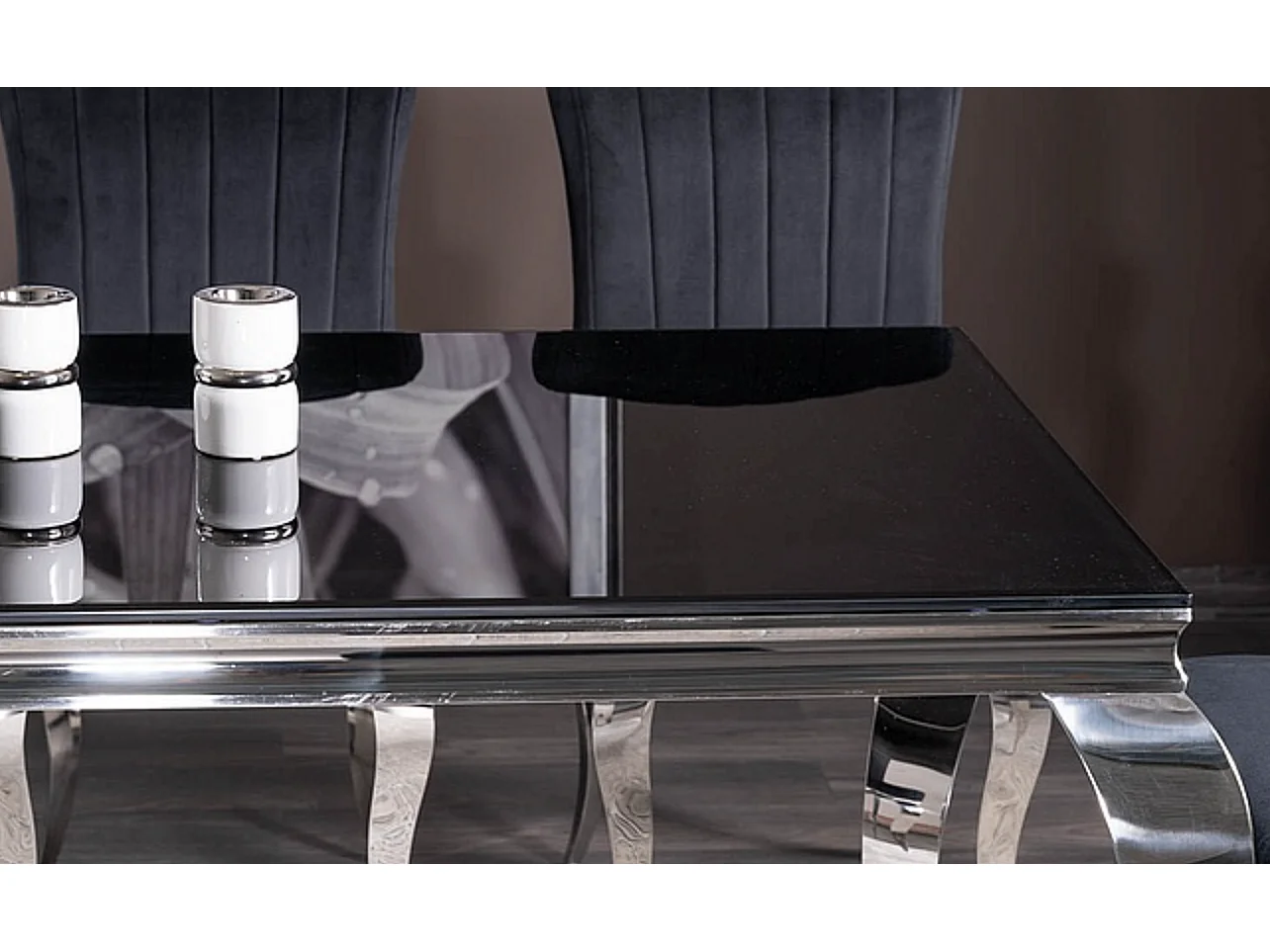 Mesa barroca de metal y cerámica negra 180cm Bolti