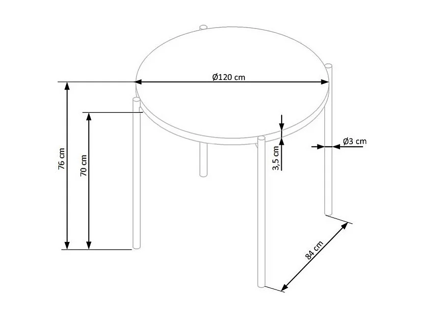 Table ronde 120 cm aspect chêne doré pieds acier noir Fairy