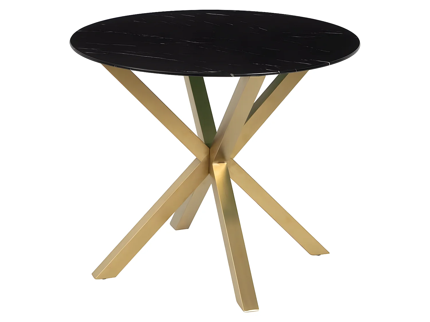 Table ronde or et effet marbre noir 90cm Many
