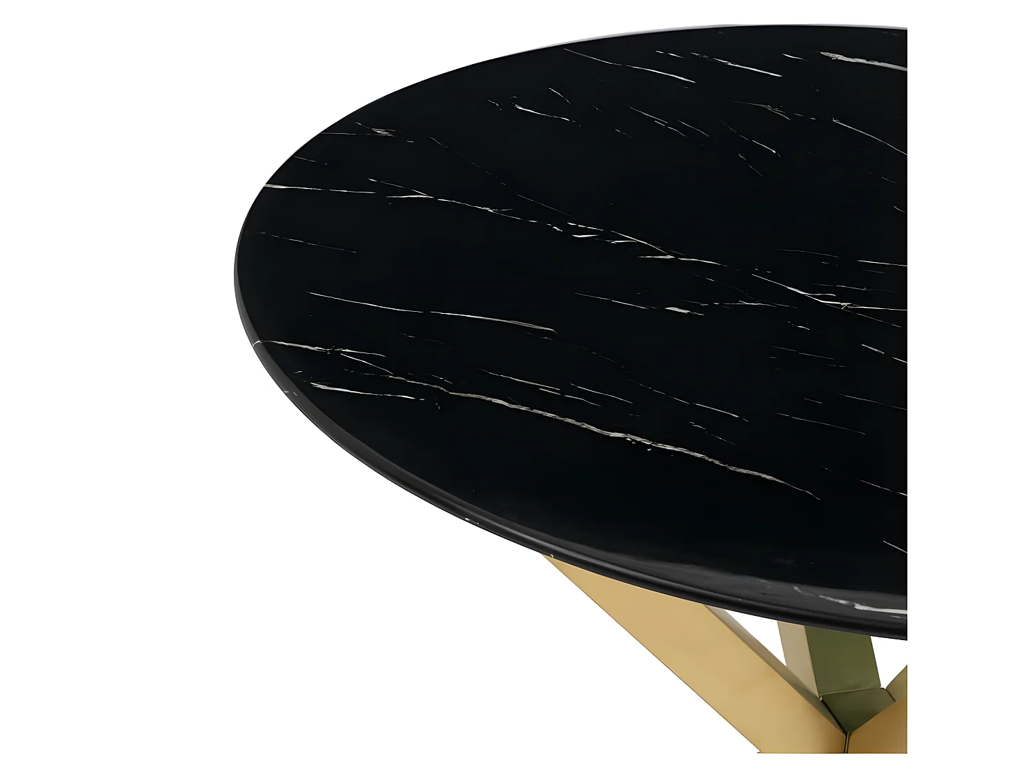 Table ronde or et effet marbre noir 90cm Many