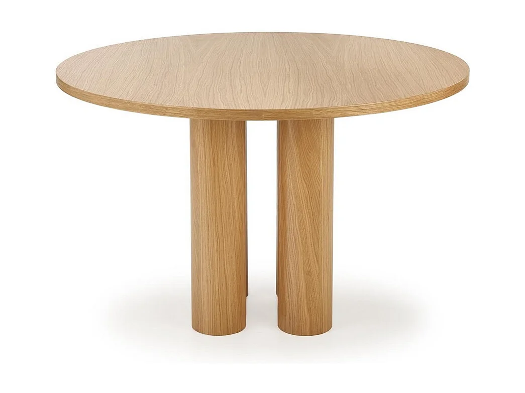 Table à manger design ronde plaquée chêne 120cm Marthe