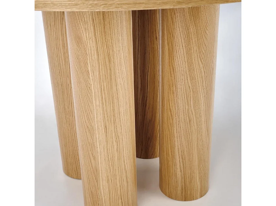 Table à manger design ronde plaquée chêne 120cm Marthe