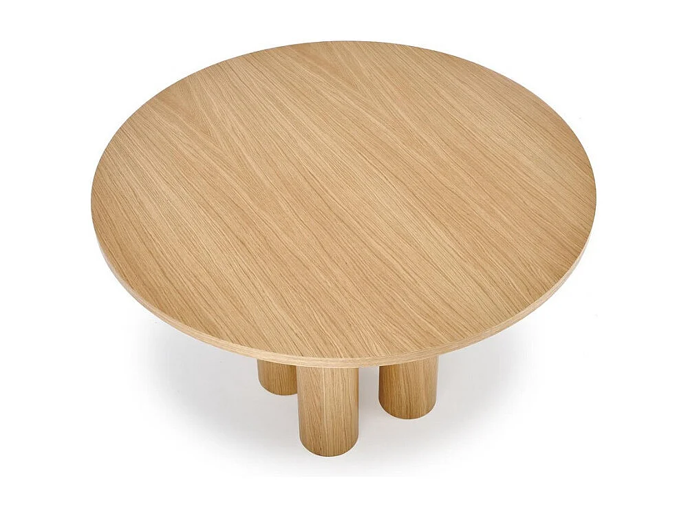 Table à manger design ronde plaquée chêne 120cm Marthe