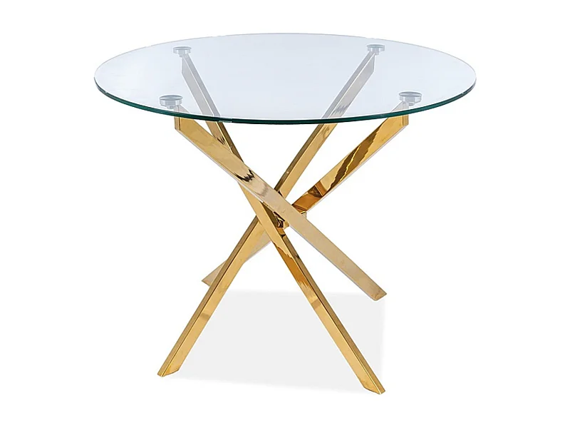 Table design ronde verre et métal doré 90 cm Weba