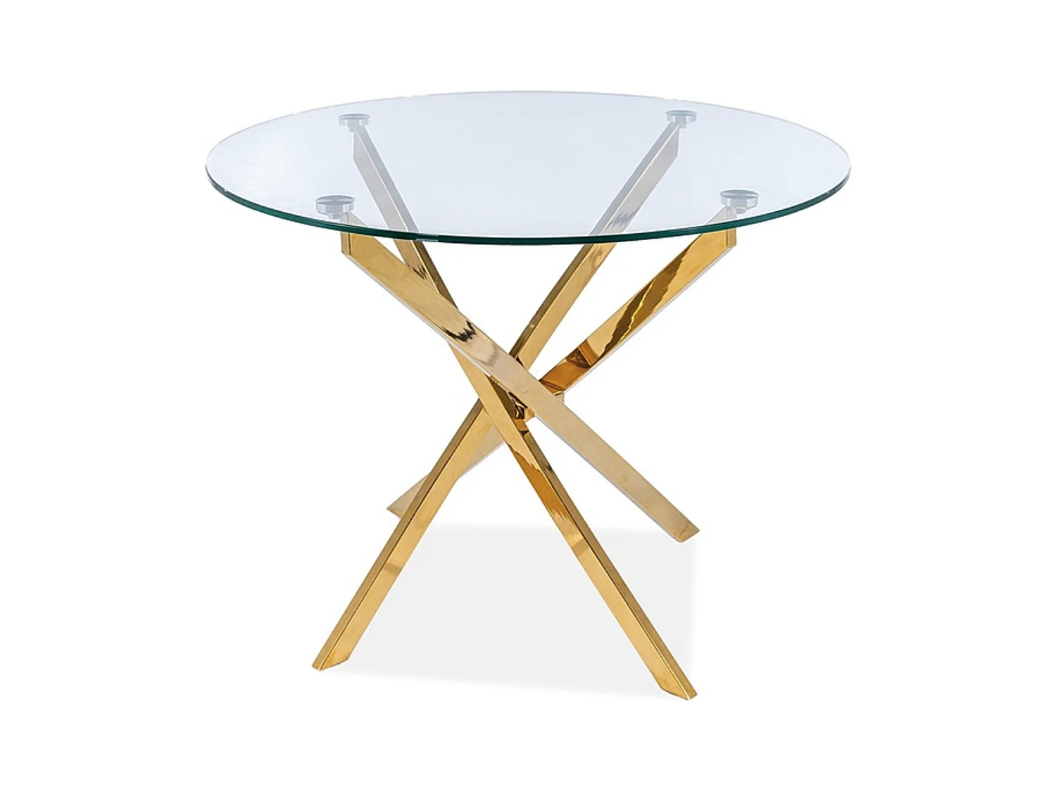 Table design ronde verre et métal doré 90 cm Weba
