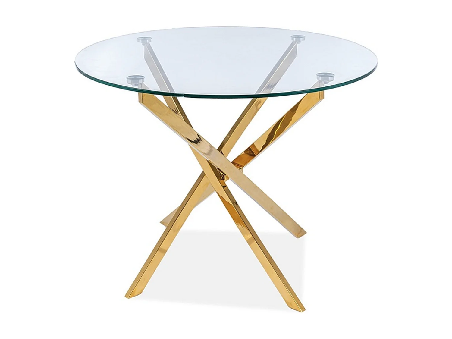 Mesa redonda de diseño de cristal y metal dorado 90 cm Weba