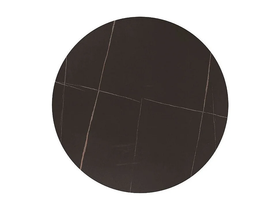 Table ronde noire 80cm avec plateau céramique aspect marbre Sasha