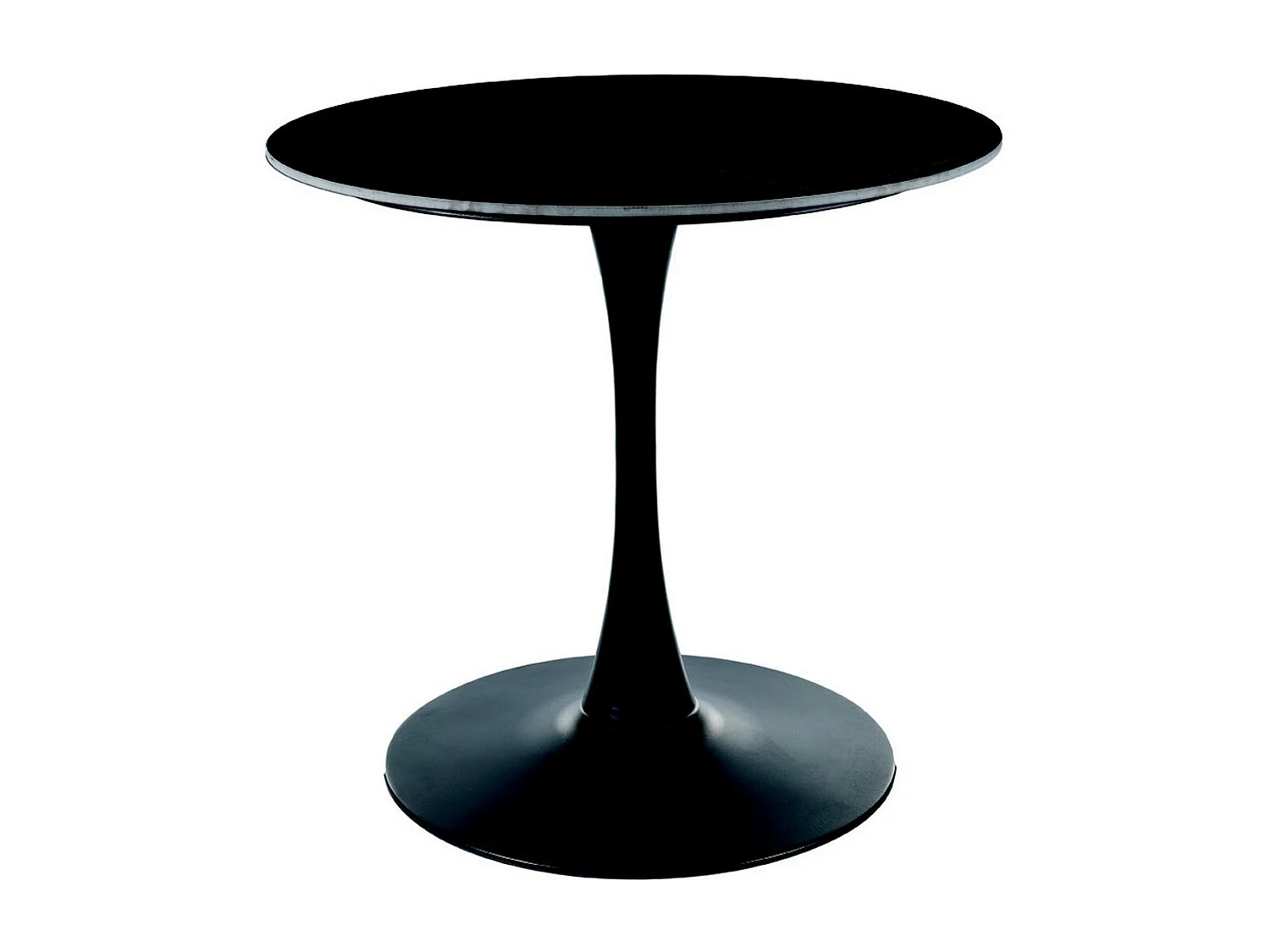 Tavolo rotondo nero da 80 cm con piano in ceramica effetto marmo Sasha