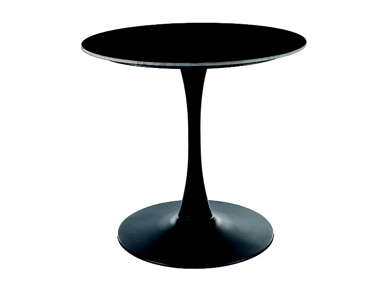 Tavolo rotondo nero da 80 cm con piano in ceramica effetto marmo Sasha