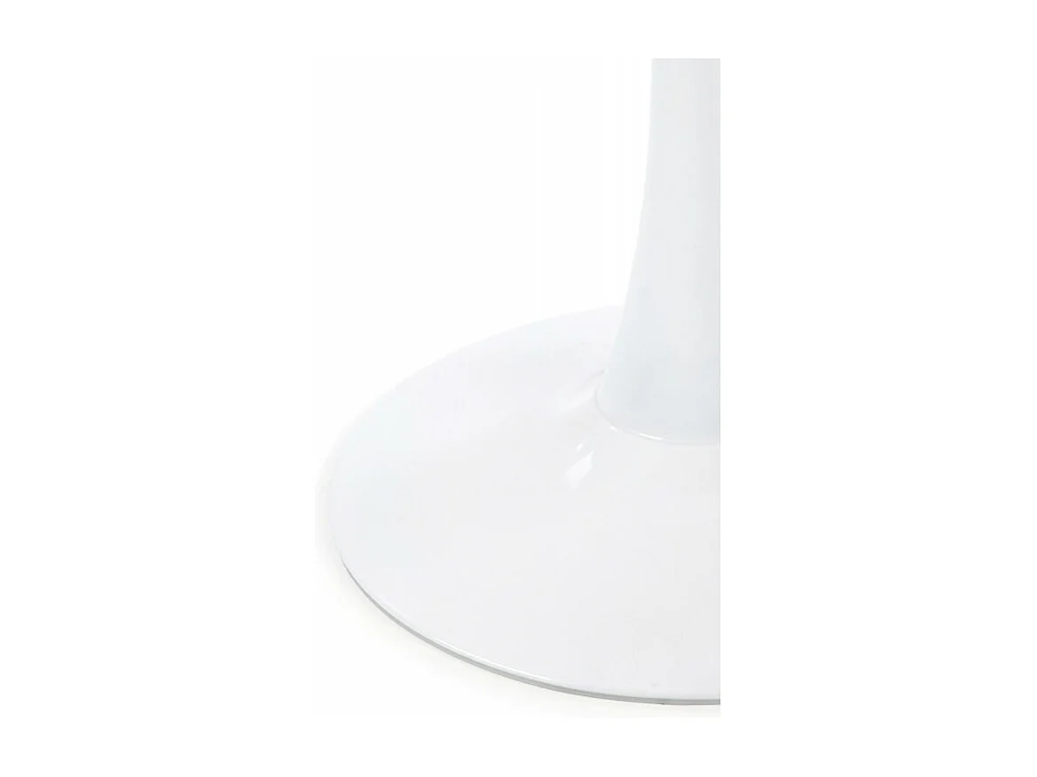 Table ronde 80 cm blanche avec plateau aspect marbre et pied en métal DANU