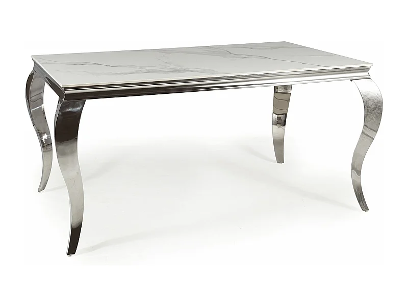 Mesa de diseño Bolti 180cm de metal blanco y cerámica