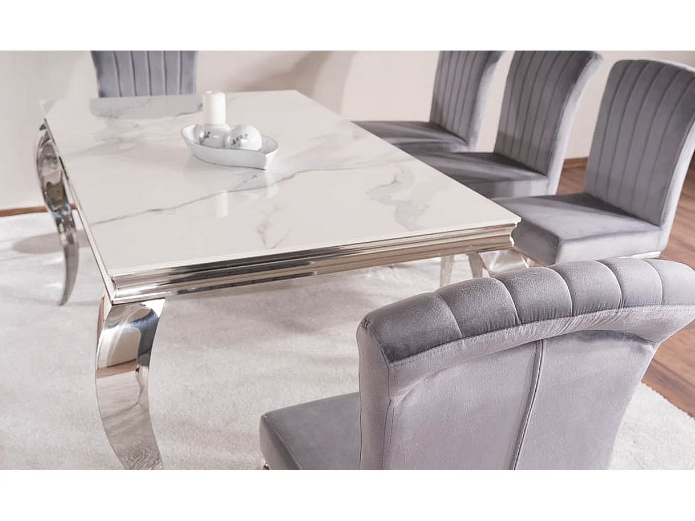 Table design métal et céramique blanc 180cm Bolti