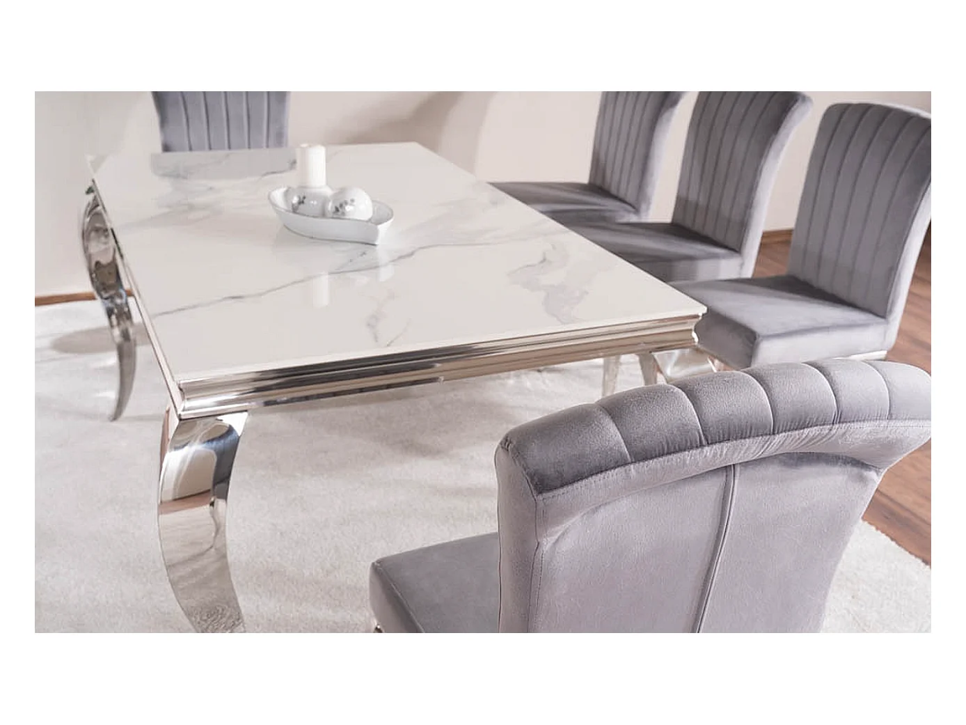 Tavolo di design Bolti 180cm in metallo e ceramica bianca