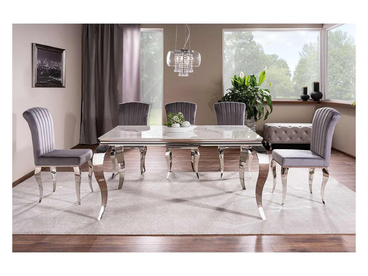 Tavolo di design Bolti 180cm in metallo e ceramica bianca