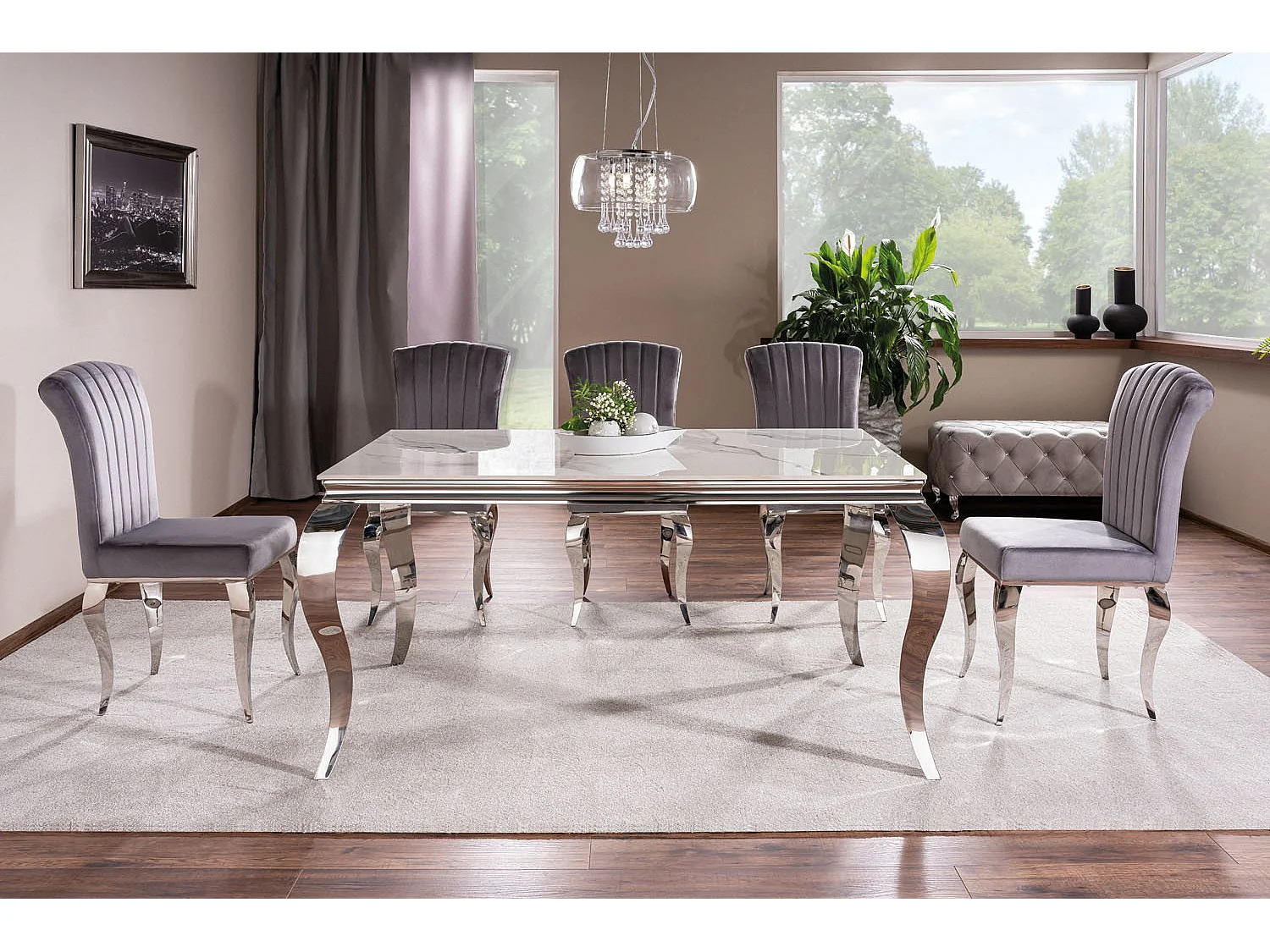 Mesa de diseño Bolti 180cm de metal blanco y cerámica