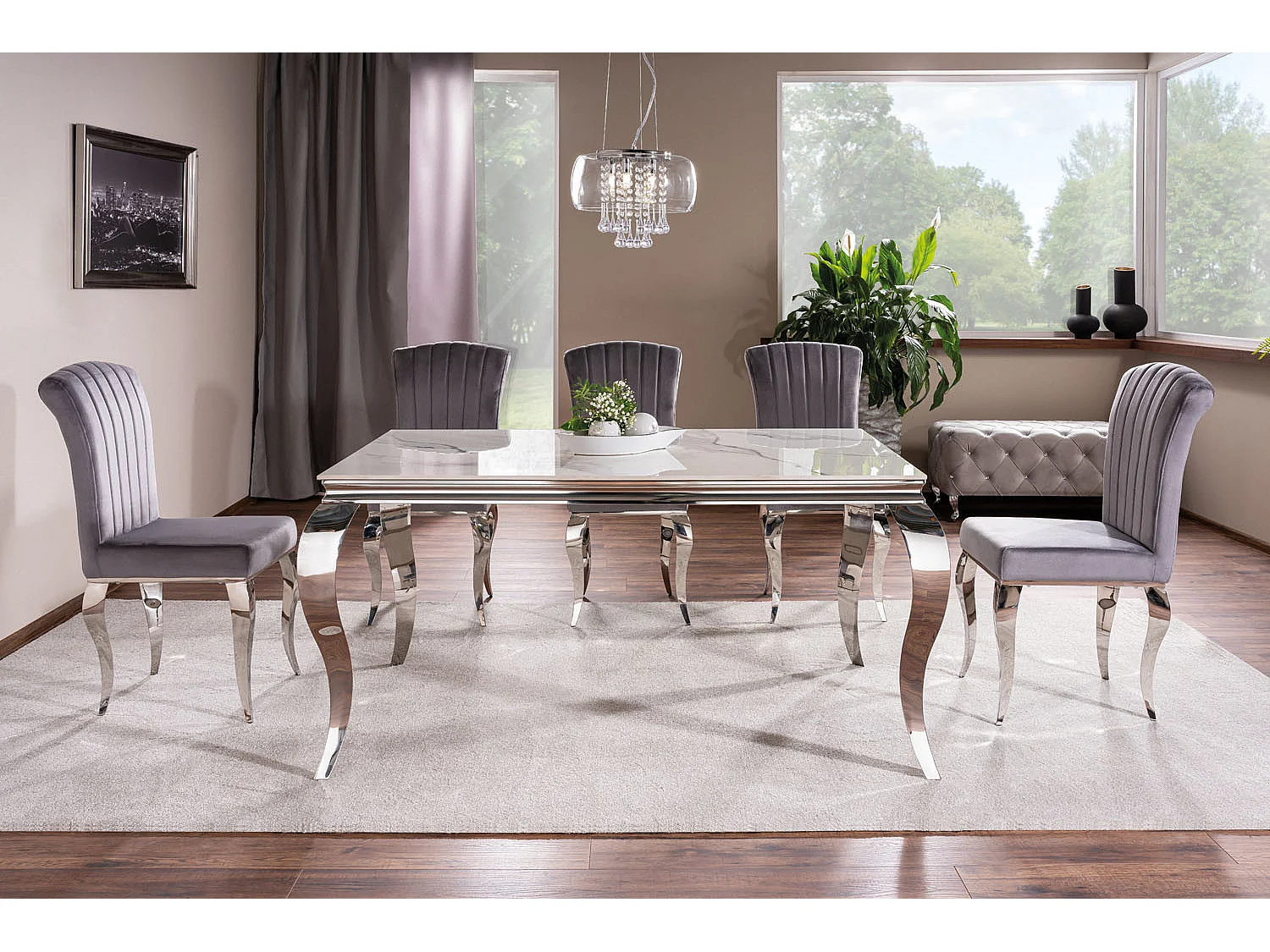 Mesa de diseño Bolti 180cm de metal blanco y cerámica