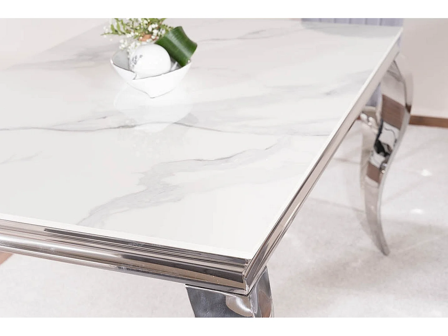 Mesa de diseño Bolti 180cm de metal blanco y cerámica
