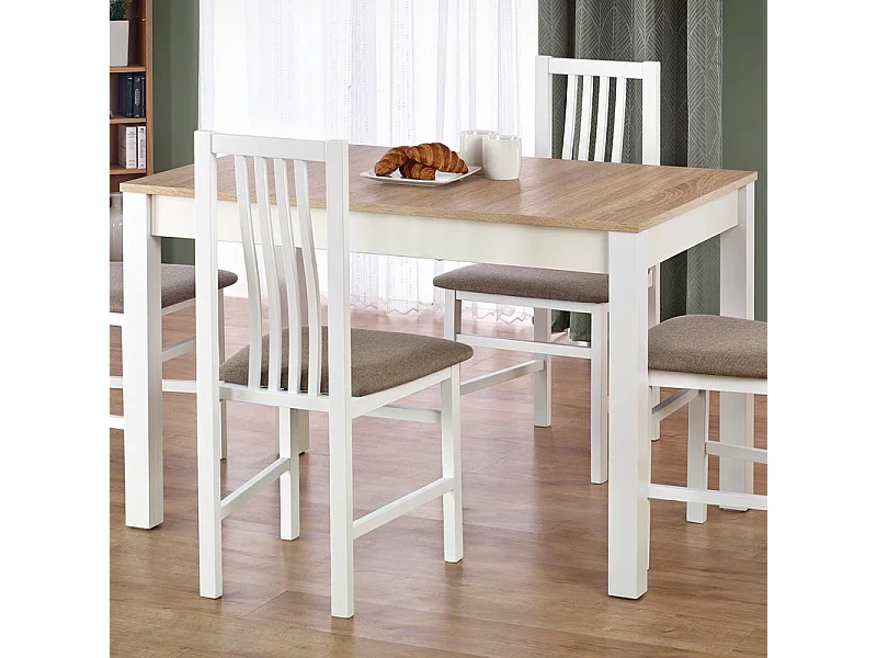 Table de salle à manger blanche et aspect chêne Sonoma Enix