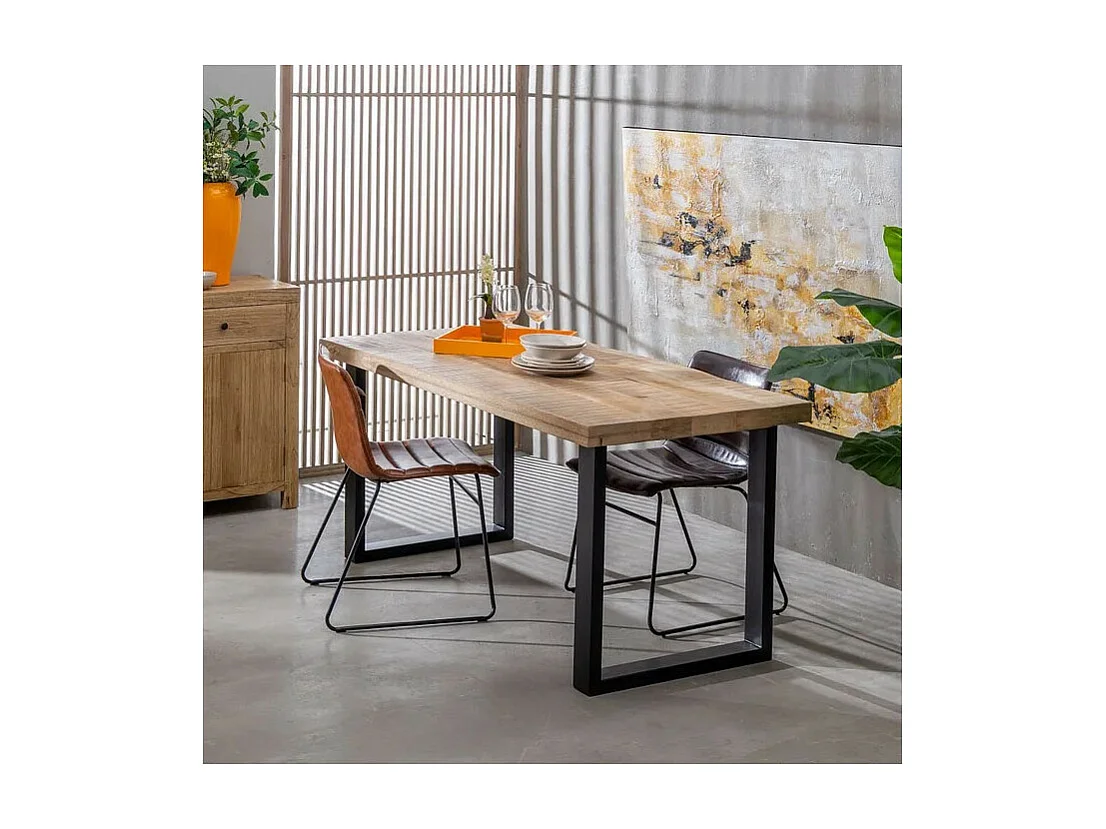 Table de repas 160 x 80 en bois massif et métal Edern