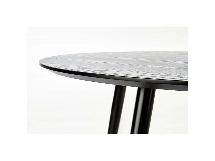 Table de salle à manger ronde noire de 120 cm avec pieds en acier noir et doré Lady